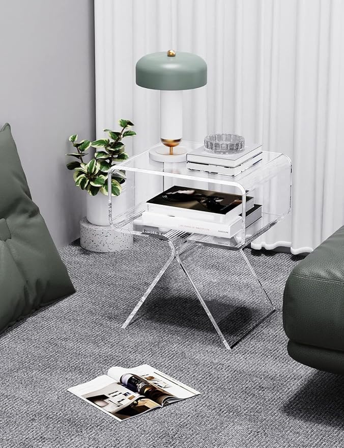Acrylic Nightstand Side Table Modern Design Clear Home Decor Display End Table - Image 8