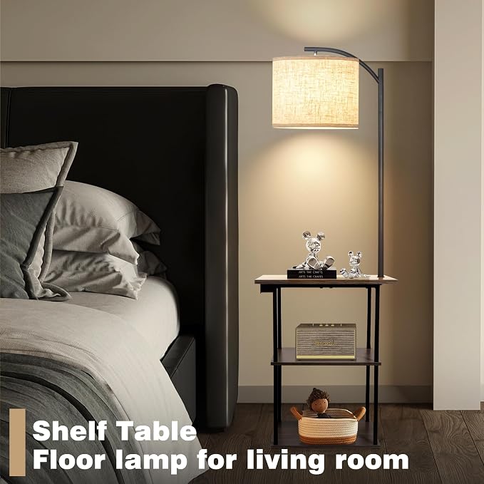 PESRAE Floor Lamp with Table, End Tables with Charging Station, 3 Color - Image 5
