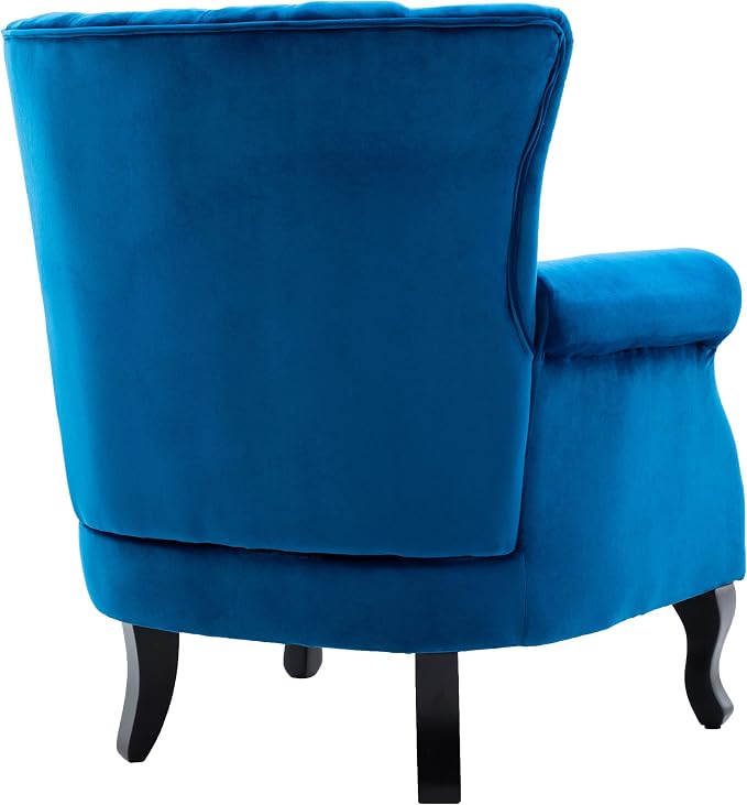 Mid Century Accent Chair Modern Tufted Wingback Armchair Club Chair Velvet - Image 4