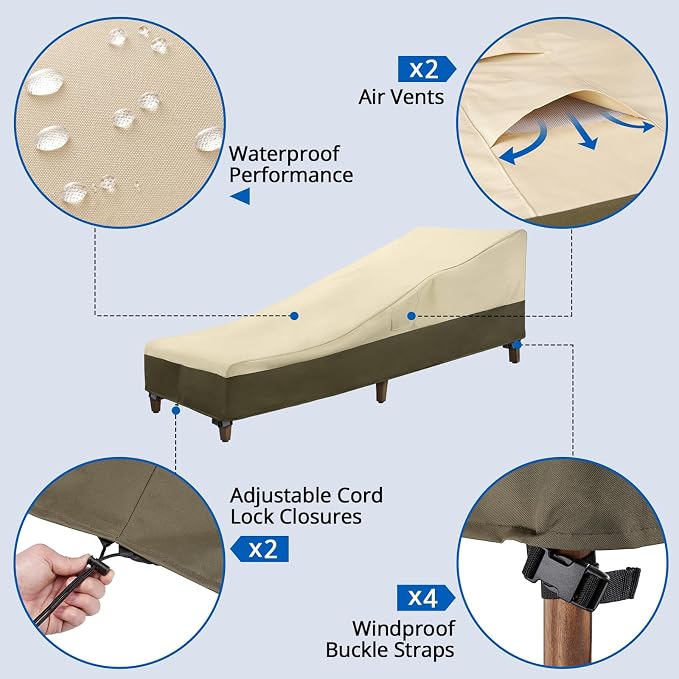 SunPatio Chaise Lounge Cover Outdoor Waterproof, Heavy Duty 2 Pack Patio Lounge - Image 4