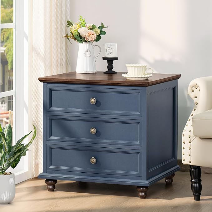 Joaxswe 24" Wide Farmhouse Night Stand, Large End Table - Image 3