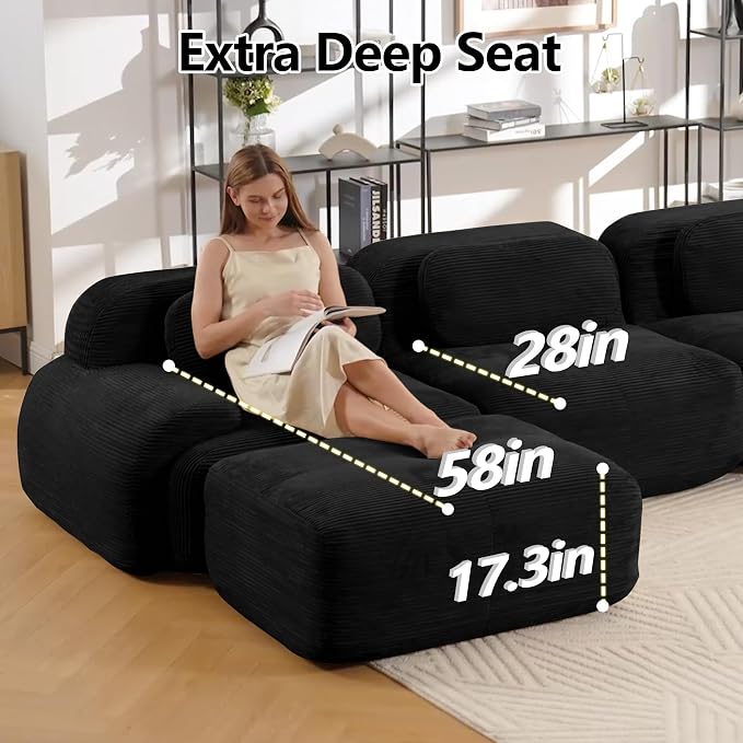 Boneless Sectional Couch, No Assembly Required, 117.3” L Shaped Modular Cloud - Image 5