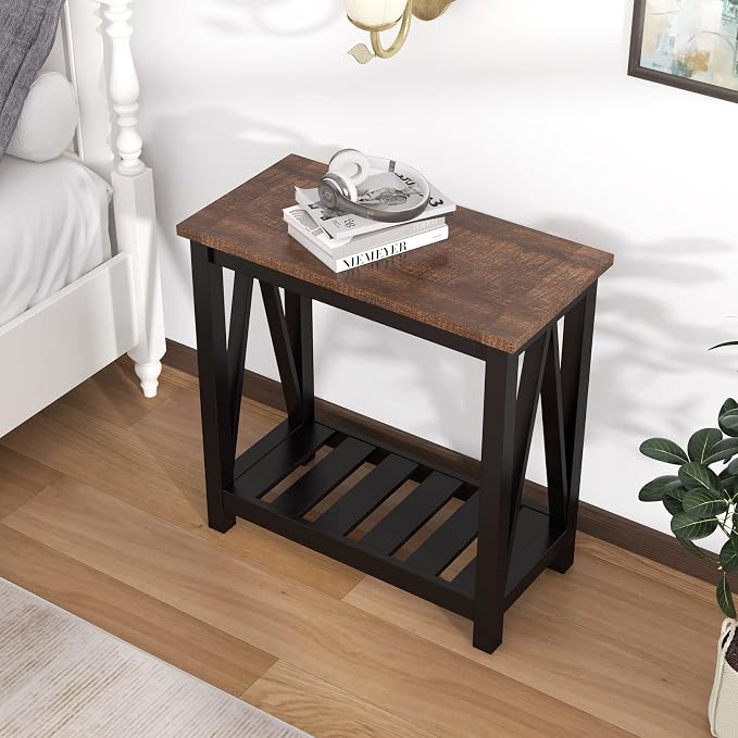 ChooChoo Farmhouse End Table, Rustic Vintage Narrow End Side Table - Image 5