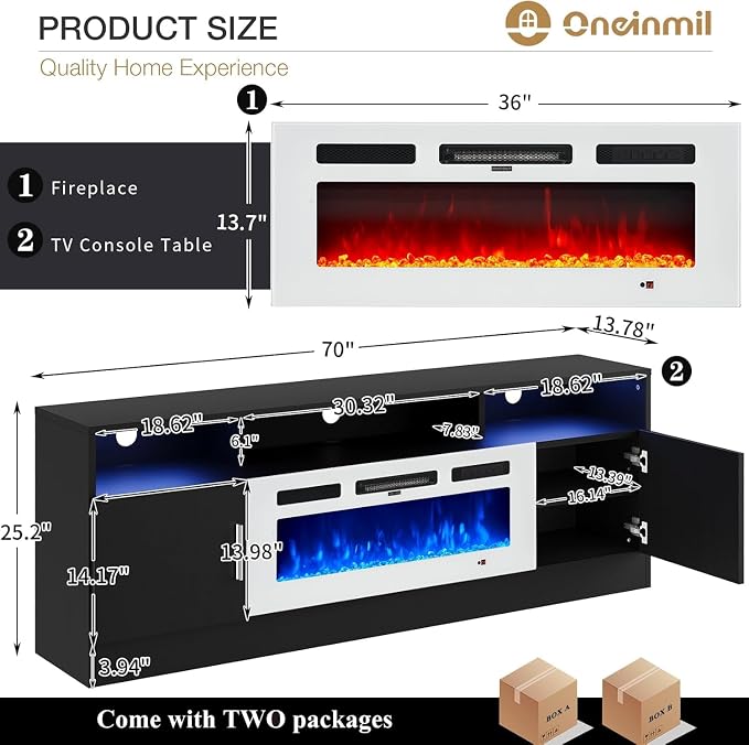 oneinmil 70" Fireplace TV Stand - Image 3