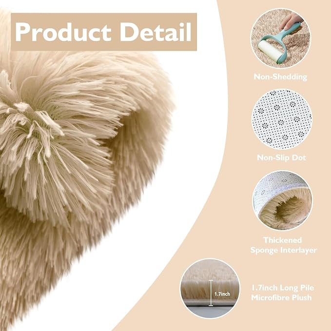 Shag Area Rug for Bedroom 5x8, Soft Fuzzy Rug Non-Shedding Indoor Plush Carpet - Image 4