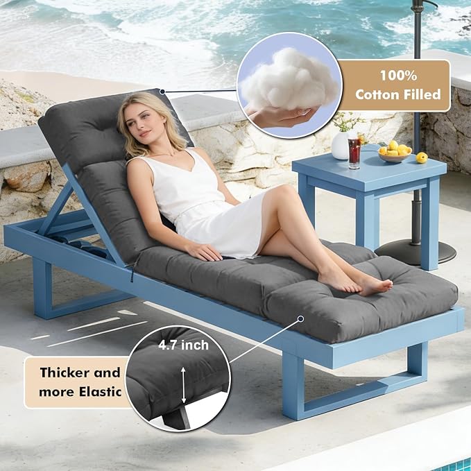 Outdoor Chaise Lounge Chair Cushion 74.2 x 22 x 4.7 Inches Thickened 100% - Image 5