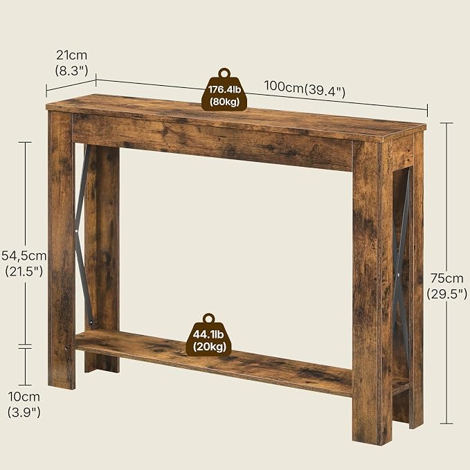 YATINEY Farmhouse Console Table, 39.4'' Small Narrow Entryway Table, Wood Couch - Image 3