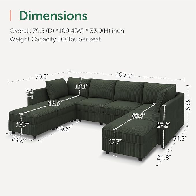 HONBAY Modular Sectional Sofa Couch - Image 2