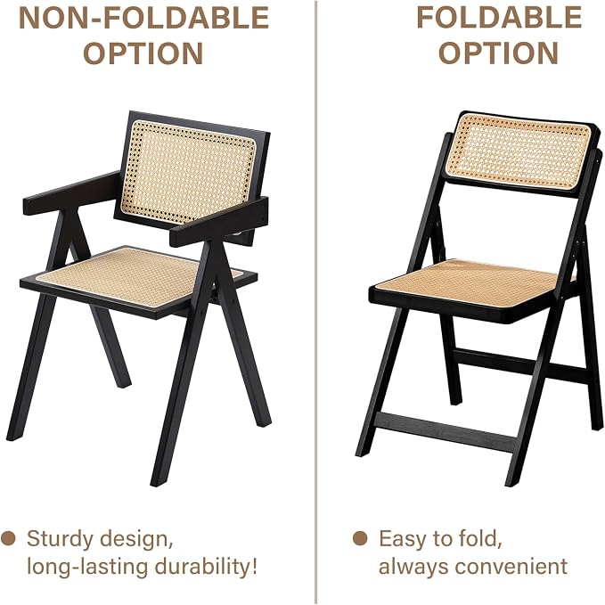 Furlide Rattan Dining Chairs Set of 2, Modern Mid Century Dining Chairs - Image 4
