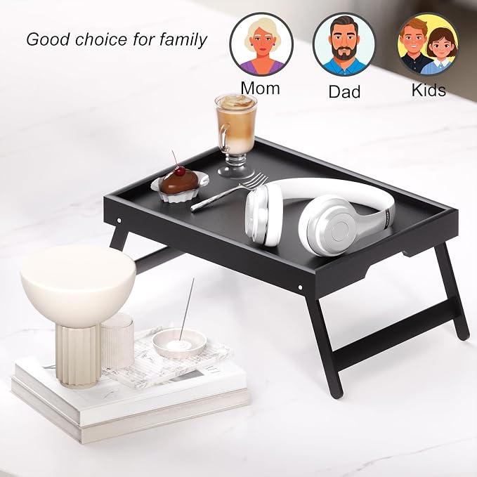 Fibogollo 4 Pack Bamboo Bed Tray Table - Image 5