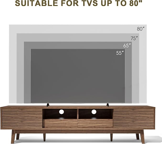 MU 70 Inch TV Stand for TVs up to 80 Inch, Mid Century Modern TV Console - Image 7