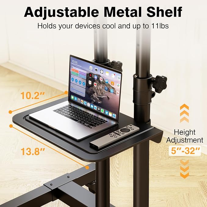 TAVR Furniture Mobile TV Stand Rolling TV Cart Floor Stand - Image 4