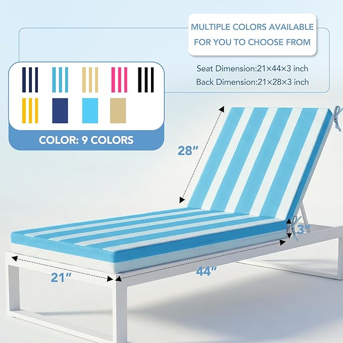 L'AGRATY Outdoor Lounge Chaise Cushion: 72x21x3 Inch Waterproof Lounge Chair - Image 2