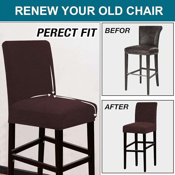 Turquoize Stretch Bar Stool Cover Counter Stool Pub Chair Slipcover - Image 5