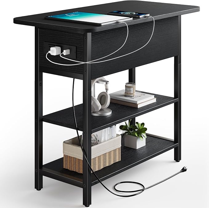 Yoobure End Table with Charging Station, Flip Top Side Table with USB Ports and by Yoobure