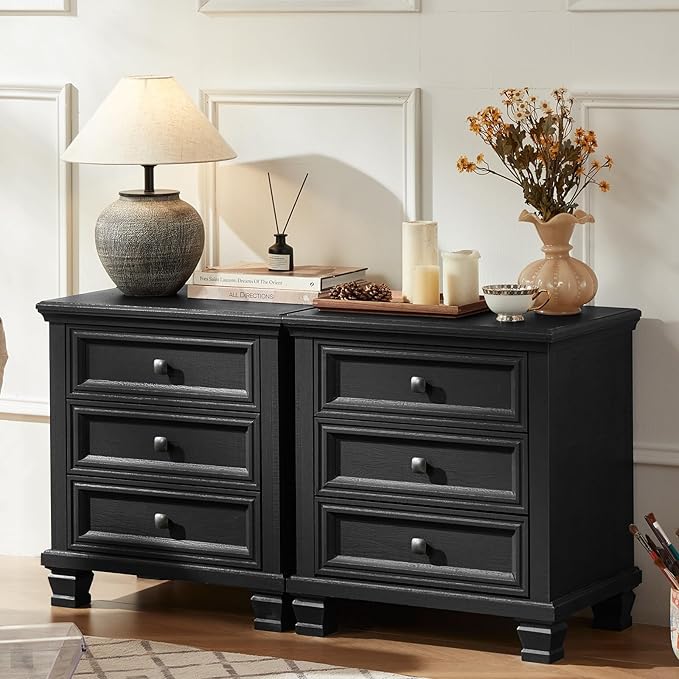 SAVOR LIFE Farmhouse Nightstand Set of 2, Rustic Couch End Table by SAVORLIFEFurniture