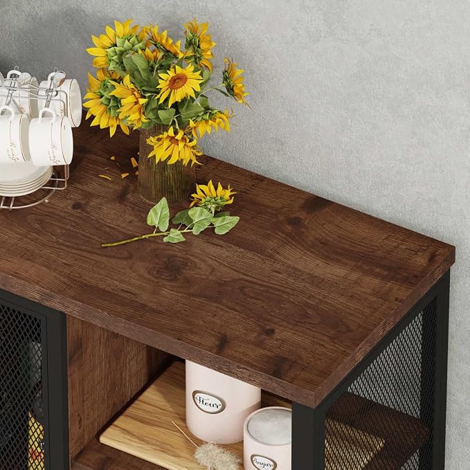 BON AUGURE Coffee Bar Cabinet for Home Liquor, Industrial Coffee Station for - Image 7