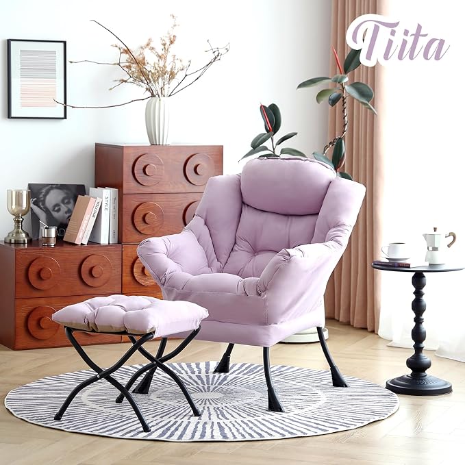 Tiita Lazy Chair with Ottoman, Comfy Leisure Sofa Armchair with Ottoman - Image 3