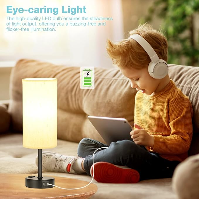Light Beige Table Lamp for Nightstand - Image 4