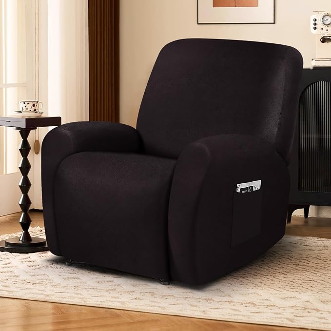 ANARACHON Leather Look Recliner Chair Covers, 4-Pieces Stretch Recliner Cover - Image 6