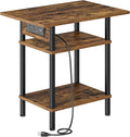 Asgolion Side Table with Charging Station, Skinny Nightstand with USB Ports and by Asgolion