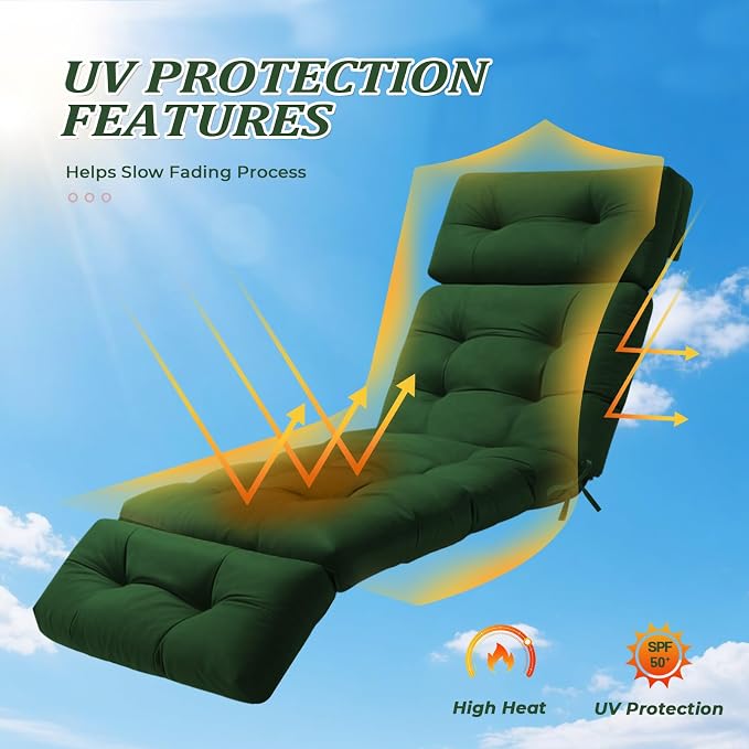 Chaise Lounge Cushion Outdoor, Waterproof Thick Patio Lounge Chair Cushion - Image 6