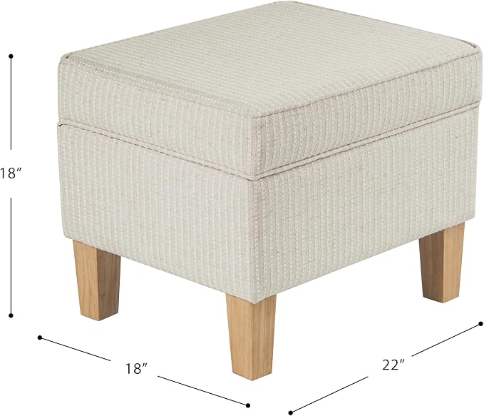 HomePop Home Decor | Upholstered Modern Rectangular Storage Ottoman | Hinged - Image 3