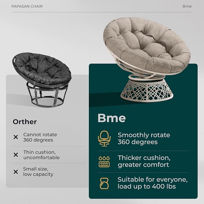 Bme 40" Ergonomic Wicker Papasan Chair - Image 5