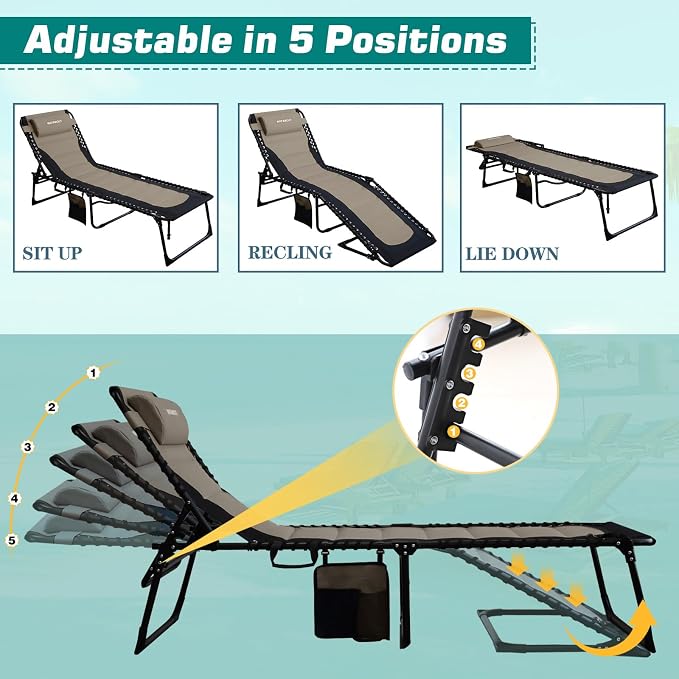 Outdoor Folding Lounge Chair Padded - Image 4