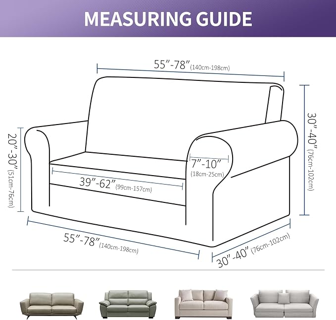 Joccun Stretch Sofa Cover for 2 Cushion Couch, Water Repellent Slipcover - Image 2