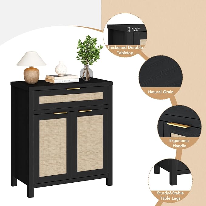 HOKYHOKY Rattan Sideboard Buffet Cabinet, Boho Storage Cabinet - Image 6