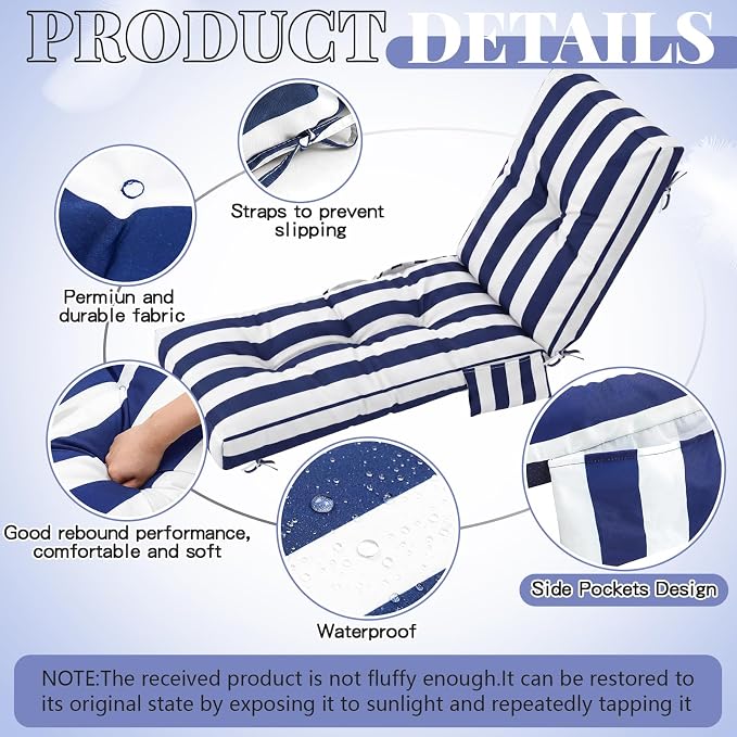 Kigley Outdoor Chaise Lounge Cushions - Image 3