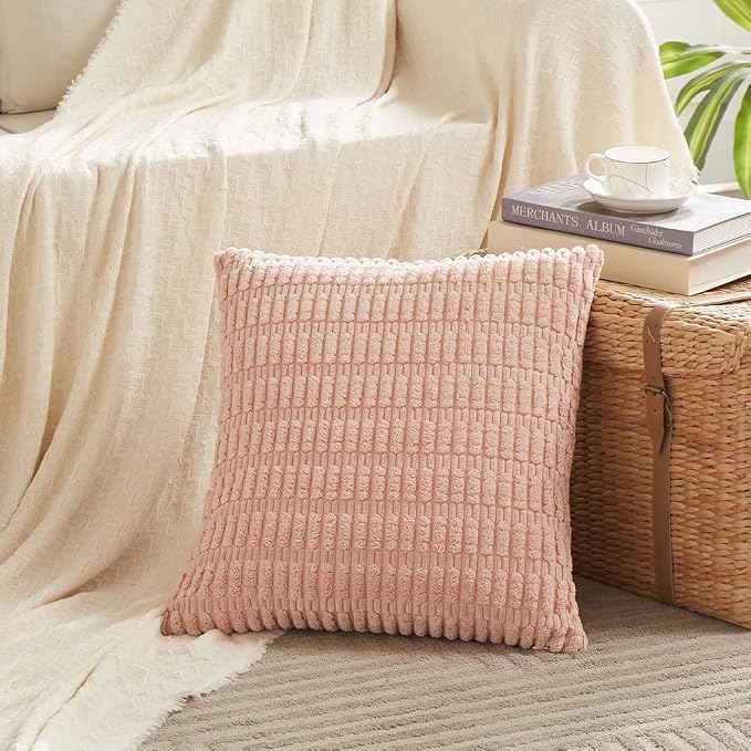 Fancy Homi 4 Packs Boho Pink Decorative Throw Pillow Covers 20x20 Inch - Image 2