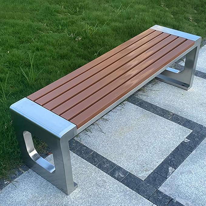 LITFAD Outdoor Indoor Bench Stainless Steel Metal Park Bench - Image 3