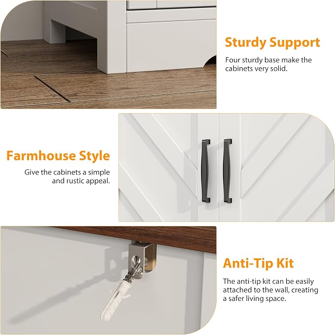 knoworld Buffet Sideboard with Storage Farmhouse with 4 Doors, Dining Room - Image 8