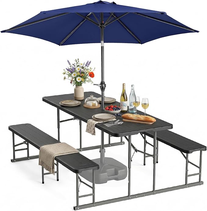 VINGLI Folding Picnic Table and Bench Set by VINGLI
