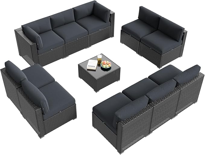 Aoxun Patio Furniture Set, 11 Piece Outdoor Sectional Sofas - Image 8