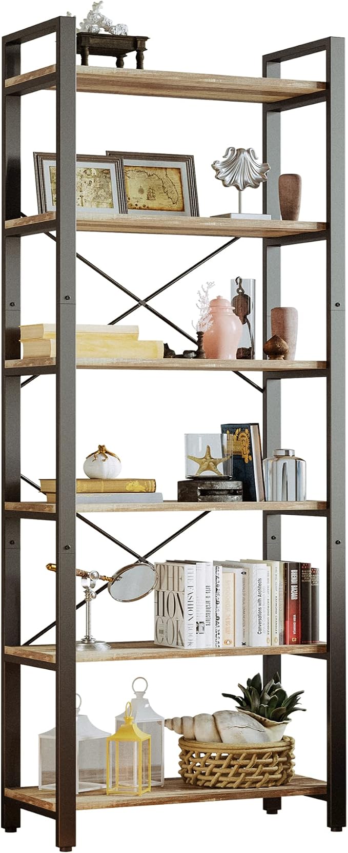 IRONCK Bookshelf 6-Tier Ladder Shelf 110 lbs or Shelf Display Shelf Vintage by IRONCK