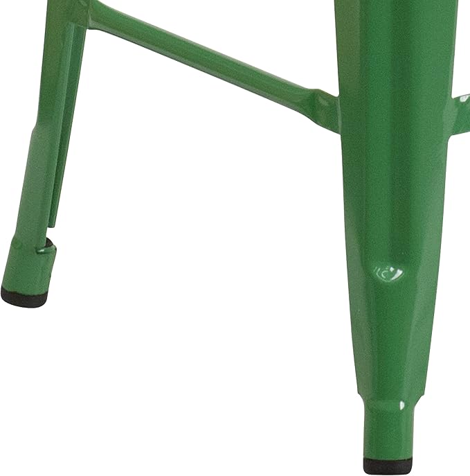 Flash Furniture Kai Commercial Grade 24" High Backless Green Metal - Image 7