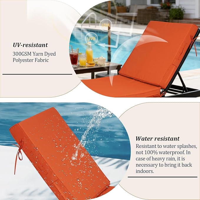 80x26x4in Lounge Cushions for Outdoor Furniture, Outdoor Lounge Chair Cushions - Image 4