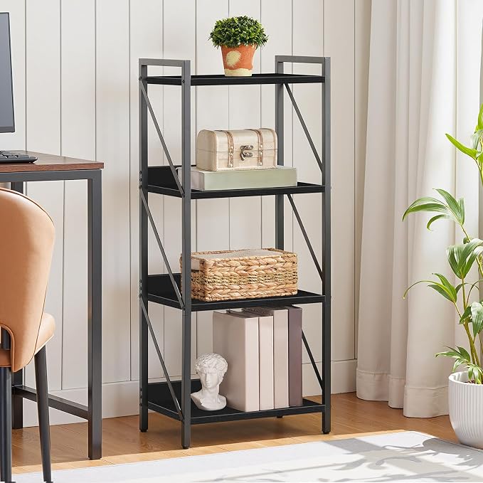HOOBRO Bookshelf, 4-Tier Industrial Bookcase, Book Shelf Storage Organizer - Image 9