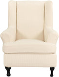 KRFOONN Stretch Wing Chair Slipcovers Jacquard 2 Piece Wingback Chair Covers by KRFOONN