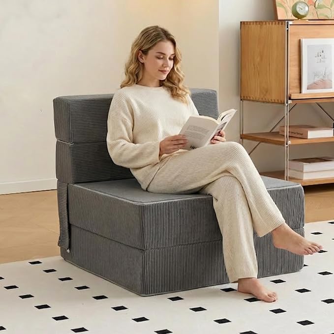 HJAHHSM Small Couch Boneless Futon Sleeper Sofa Bed Cloud Lounge Reading Chair - Image 2