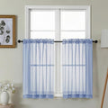 Gwine Denim Blue Sheer Kitchen Curtains 36 Inch Length by Gwine