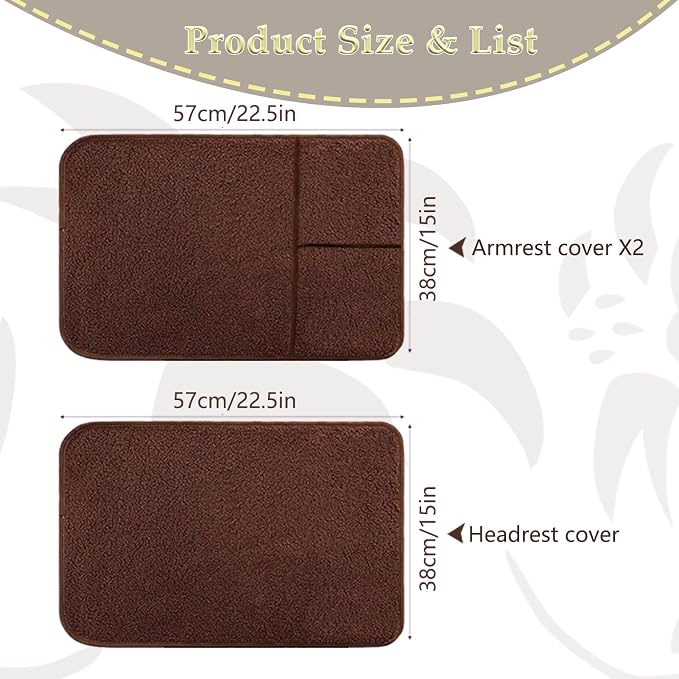 Armrest Covers - Arm Chair Covers Set of 3 Recliner Chair Covers, - Image 3
