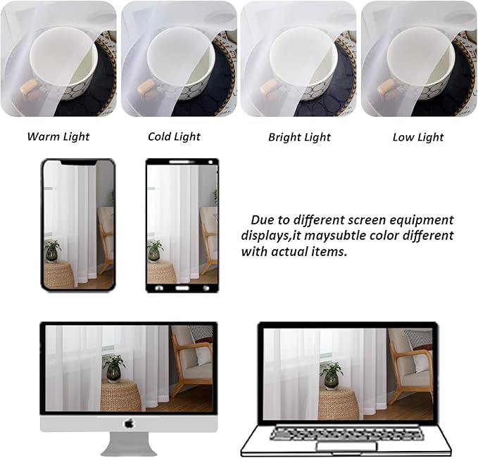 Chyhomenyc Extra Long White Sheer Curtains 120 Inches Long 2 Panels, Light - Image 4