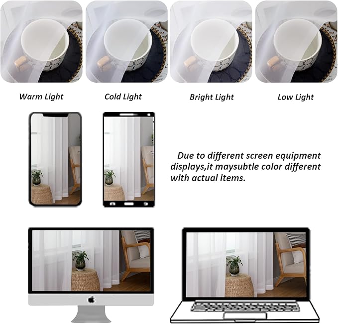 Chyhomenyc White Sheer Curtains 84 Inches Long 2 Panels Set - Image 8