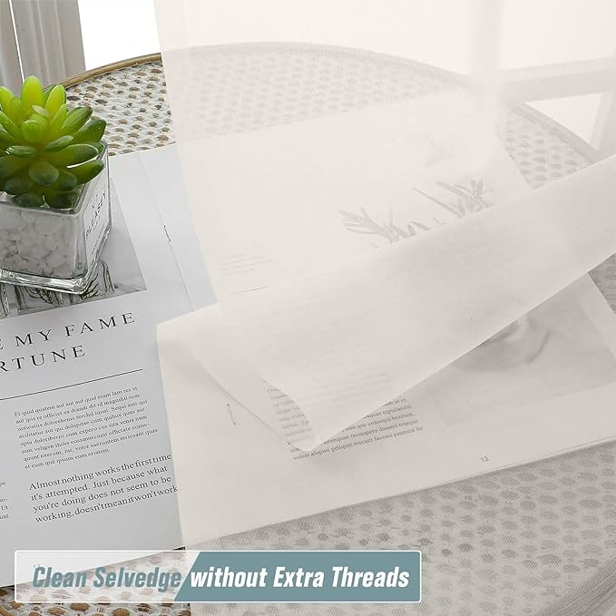 Extra Wide Ivory Sheer Curtains - Image 2