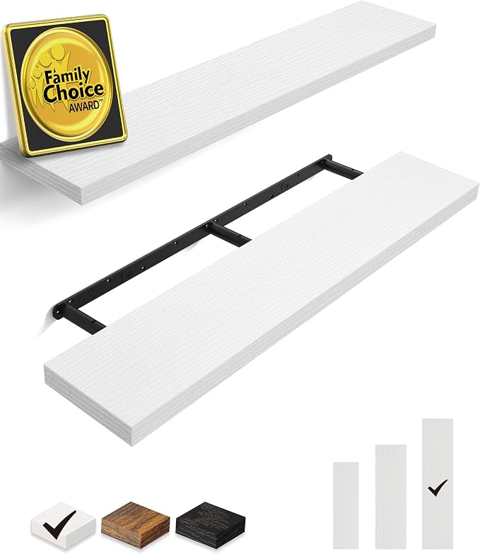 BAYKA Floating Shelves, 48 inches Long Heavy Duty Wall Mounted Rustic Wood by Bayka