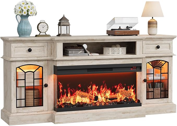 QUW 70" Farmhouse Fireplace TV Stand by QUW